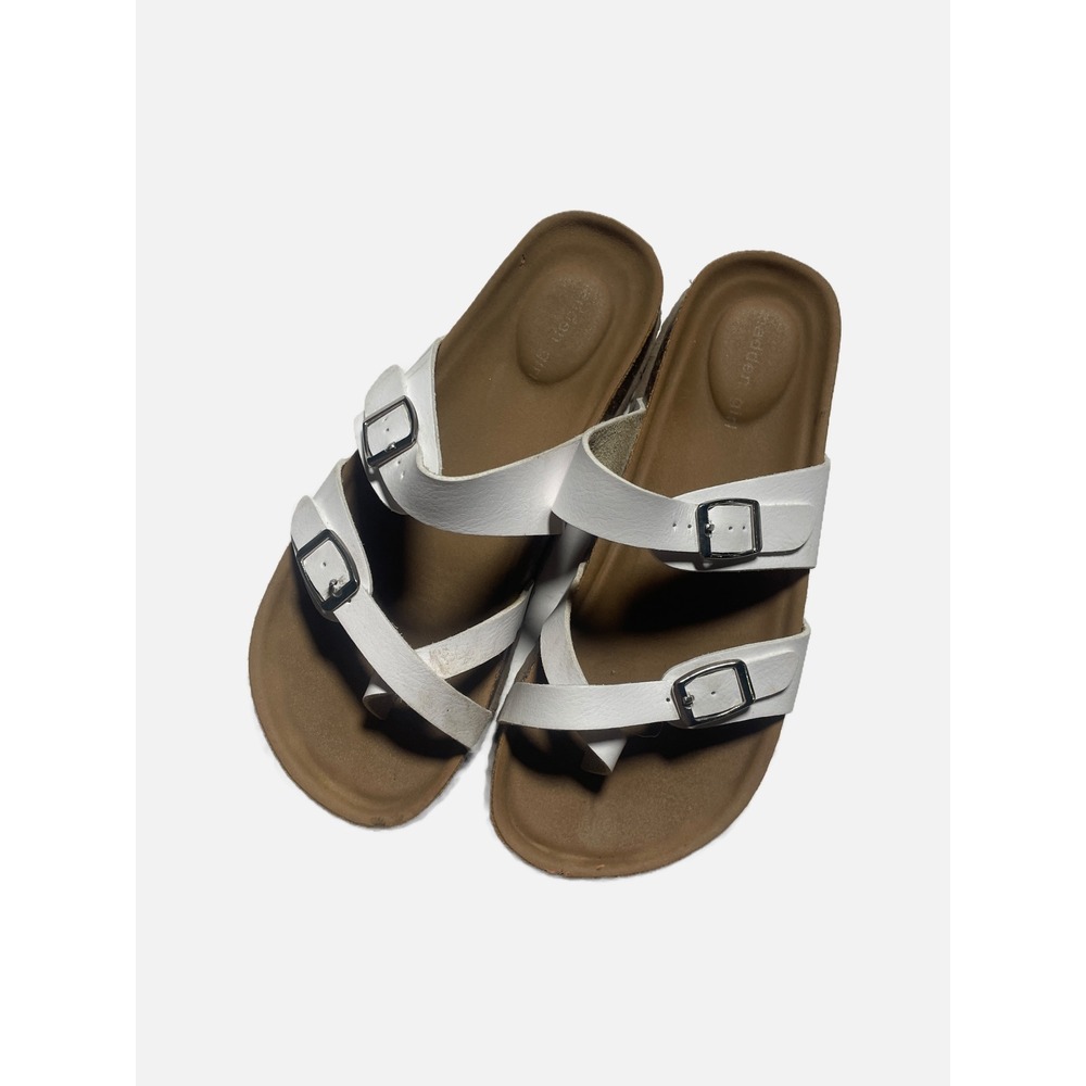 Madden Girl Brycee Sandals Kids Size 3 White Buckle Straps Casual Summer Slides